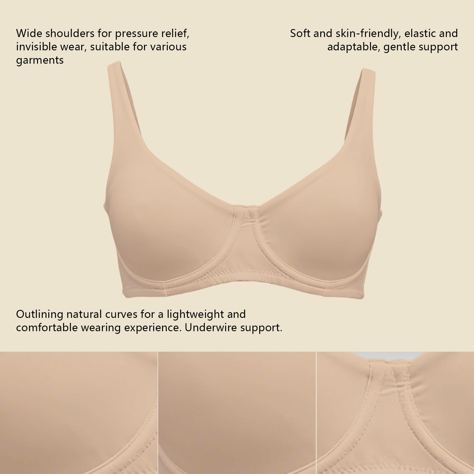 🔥 Bestseller | Damen-Balconette-BH mit Bügel, ungefüttert, ohne Polsterung, stützend 