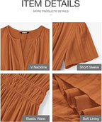 🔥 Bestseller | Lässiges Maxikleid für Damen, Sommer 2026, leicht, Kurzarm, V-Ausschnitt, Boho-Stil mit Taschen