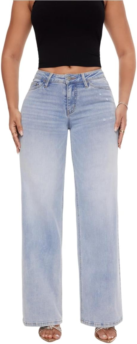 ⚡Flash Sale 👍Magic ONESO Baggy Jeans – Stretchy Wide Leg, Tummy Control Fit