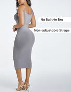 🔥 Bestseller | Nahtloses Maxikleid mit Spaghettiträgern, V-Ausschnitt und integrierter Formgebung