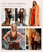 🔥 Bestseller | Shapewear-Jumpsuit mit tiefem V-Ausschnitt, Bruststütze, atmungsaktivem, hochgeschnittenem Bund und Bauchkontrolle