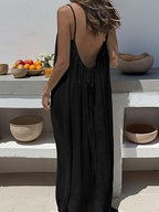 🔥 Best Seller | Women's Solid Color Cami Lounge Dress, Elegant Sleeveless Long Dress for Summer, Ladies Sleepwear for Indoor Wear