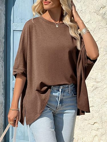 🔥 Bestseller | Damenoberteile 2026: Locker geschnittenes Oversized-Basic-T-Shirt aus bequemem, weichem Stoff mit schmeichelhafter Passform – Damenmode