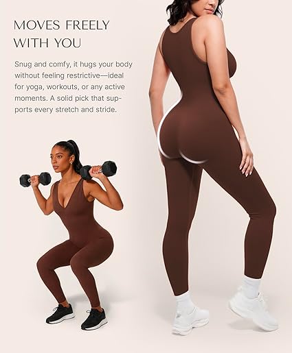 🔥 Bestseller | Shapewear-Jumpsuit mit tiefem V-Ausschnitt, Bruststütze, atmungsaktivem, hochgeschnittenem Bund und Bauchkontrolle