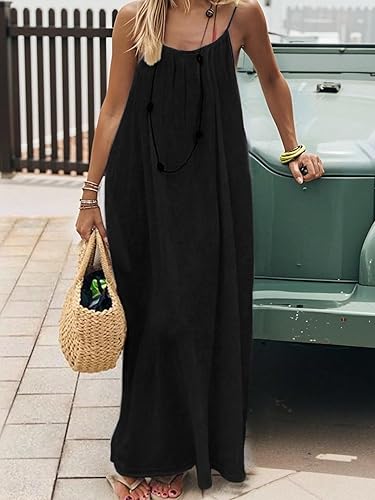 🔥 Best Seller | Women's Solid Color Cami Lounge Dress, Elegant Sleeveless Long Dress for Summer, Ladies Sleepwear for Indoor Wear
