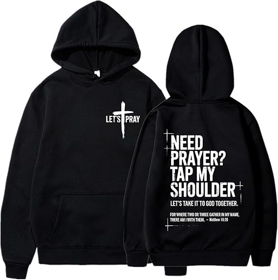 ⚡Flash Sale 👍Need Prayer Hoodie - Tap My Shoulder Let’s Pray Christian Faith Sweatshirt, Bible Verse Matthew 18:20, Religious Inspirational Fall Winter Outfit Womenswear