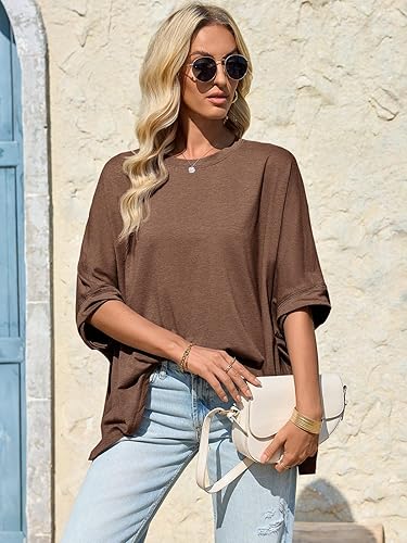 🔥 Bestseller | Damenoberteile 2026: Locker geschnittenes Oversized-Basic-T-Shirt aus bequemem, weichem Stoff mit schmeichelhafter Passform – Damenmode