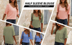 🔥 Best Seller | Women's Women Soft V Neck Tshirt Half Sleeve Lightweight Solid Color Loose Fit Minimalist Top Casual Comfortable Simple Womenswear shirts