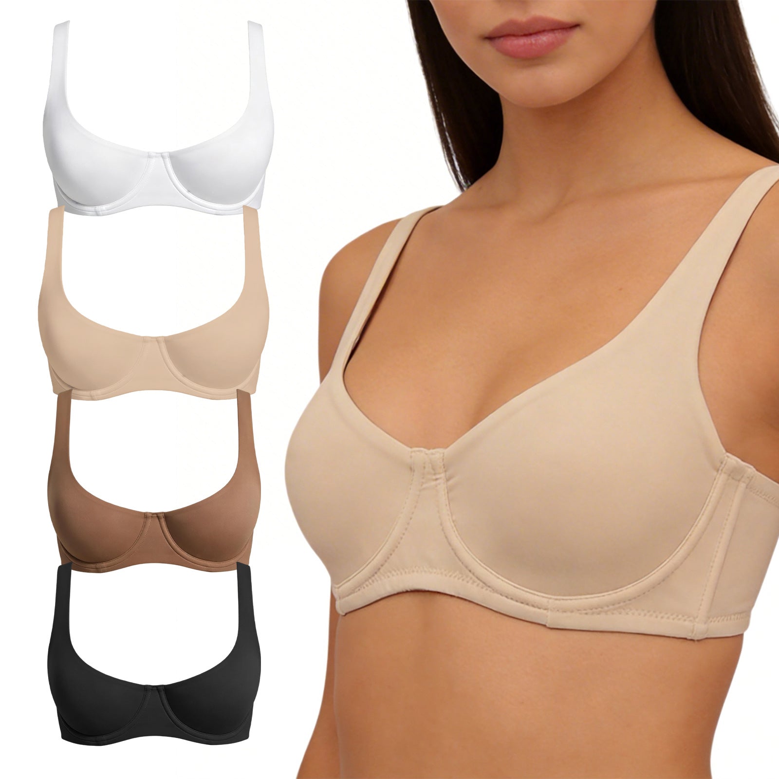 🔥 Bestseller | Damen-Balconette-BH mit Bügel, ungefüttert, ohne Polsterung, stützend 