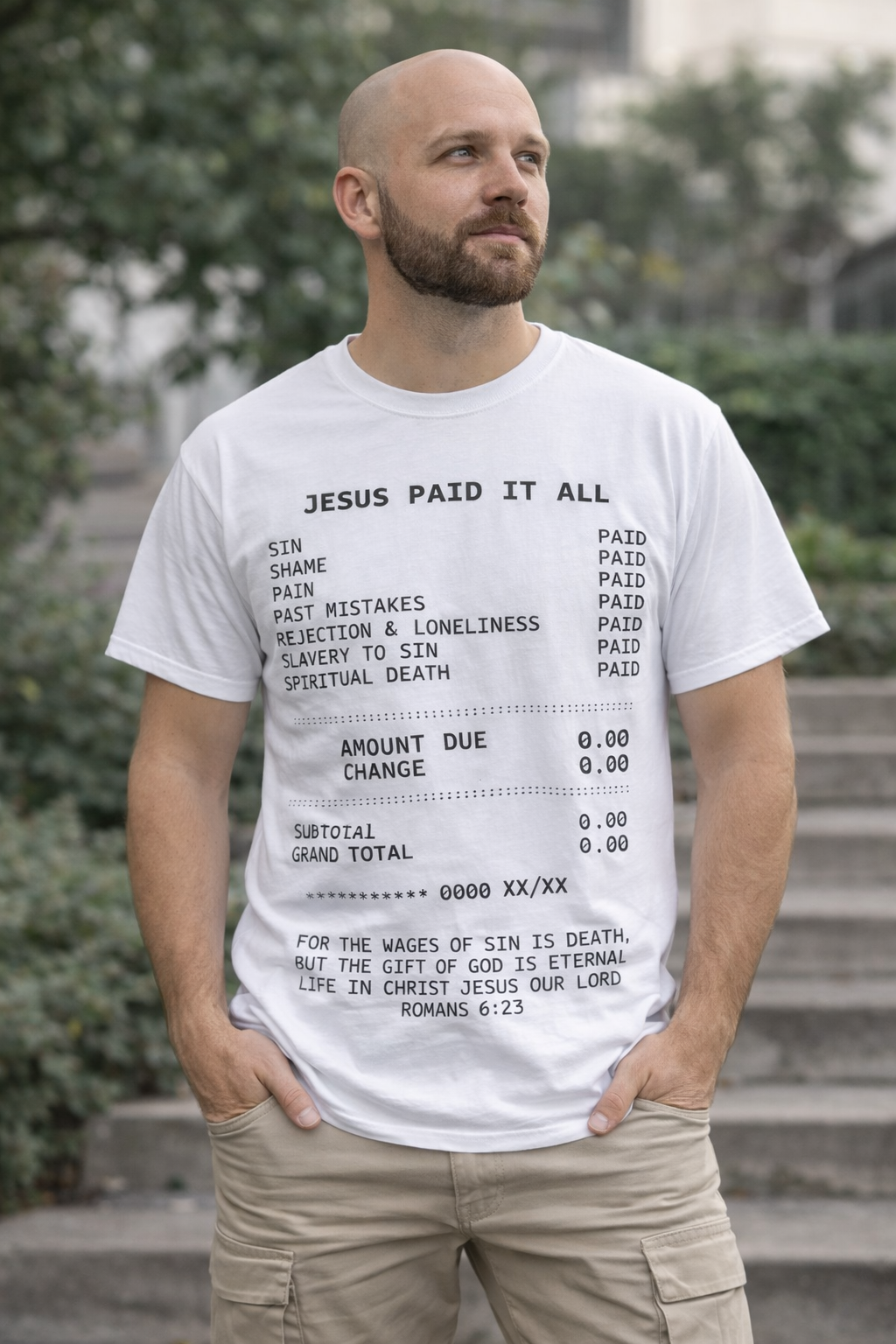 ⚡Flash Sale 👍JESUS PAID IT ALL Graphic Print Tee - Soft, Breathable, Casual Short Sleeve T-Shirt for Men - Perfect for Summer, Outdoor Activities, and Faith-Based Events