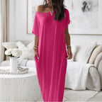 ⚡Flash Sale 👍Women's Solid Color Batwing Sleeve Lounge Dress, Casual Comfy Short Sleeve Nightdress for Daily Wear, Ladies Sleepwear for All Seasons