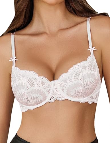 🔥 Best Seller | Women's Sexy Lace Push Up Plus Size Bra Sheer Balconette Underwire