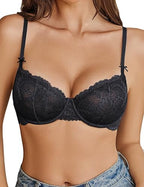🔥 Best Seller | Women's Sexy Lace Push Up Plus Size Bra Sheer Balconette Underwire