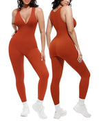 🔥 Bestseller | Shapewear-Jumpsuit mit tiefem V-Ausschnitt, Bruststütze, atmungsaktivem, hochgeschnittenem Bund und Bauchkontrolle