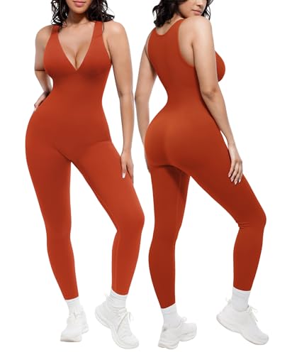 🔥 Bestseller | Shapewear-Jumpsuit mit tiefem V-Ausschnitt, Bruststütze, atmungsaktivem, hochgeschnittenem Bund und Bauchkontrolle