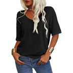 🔥 Best Seller | Women's Women Soft V Neck Tshirt Half Sleeve Lightweight Solid Color Loose Fit Minimalist Top Casual Comfortable Simple Womenswear shirts