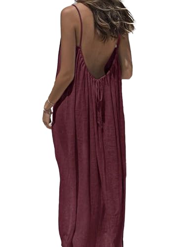 🔥 Best Seller | Women's Solid Color Cami Lounge Dress, Elegant Sleeveless Long Dress for Summer, Ladies Sleepwear for Indoor Wear