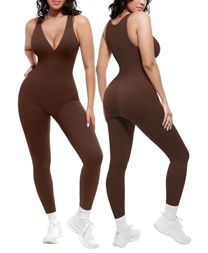 🔥 Bestseller | Shapewear-Jumpsuit mit tiefem V-Ausschnitt, Bruststütze, atmungsaktivem, hochgeschnittenem Bund und Bauchkontrolle