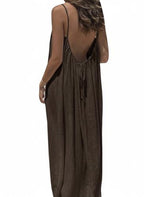 🔥 Best Seller | Women's Solid Color Cami Lounge Dress, Elegant Sleeveless Long Dress for Summer, Ladies Sleepwear for Indoor Wear