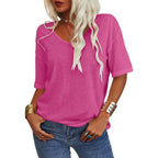 🔥 Best Seller | Women's Women Soft V Neck Tshirt Half Sleeve Lightweight Solid Color Loose Fit Minimalist Top Casual Comfortable Simple Womenswear shirts