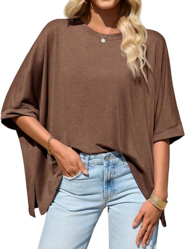 🔥 Bestseller | Damenoberteile 2026: Locker geschnittenes Oversized-Basic-T-Shirt aus bequemem, weichem Stoff mit schmeichelhafter Passform – Damenmode