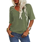 🔥 Best Seller | Women's Women Soft V Neck Tshirt Half Sleeve Lightweight Solid Color Loose Fit Minimalist Top Casual Comfortable Simple Womenswear shirts