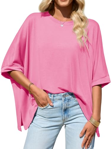 🔥 Bestseller | Damenoberteile 2026: Locker geschnittenes Oversized-Basic-T-Shirt aus bequemem, weichem Stoff mit schmeichelhafter Passform – Damenmode