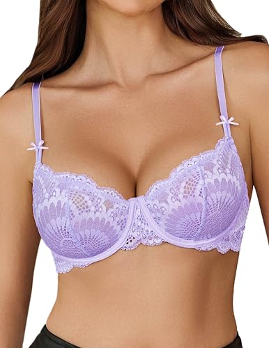 🔥 Best Seller | Women's Sexy Lace Push Up Plus Size Bra Sheer Balconette Underwire