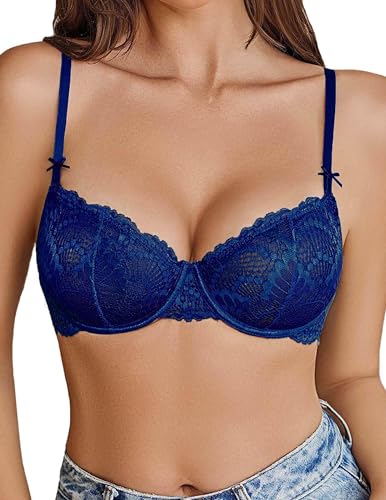 🔥 Best Seller | Women's Sexy Lace Push Up Plus Size Bra Sheer Balconette Underwire