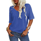 🔥 Best Seller | Women's Women Soft V Neck Tshirt Half Sleeve Lightweight Solid Color Loose Fit Minimalist Top Casual Comfortable Simple Womenswear shirts