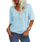 🔥 Best Seller | Women's Women Soft V Neck Tshirt Half Sleeve Lightweight Solid Color Loose Fit Minimalist Top Casual Comfortable Simple Womenswear shirts