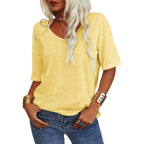 🔥 Best Seller | Women's Women Soft V Neck Tshirt Half Sleeve Lightweight Solid Color Loose Fit Minimalist Top Casual Comfortable Simple Womenswear shirts